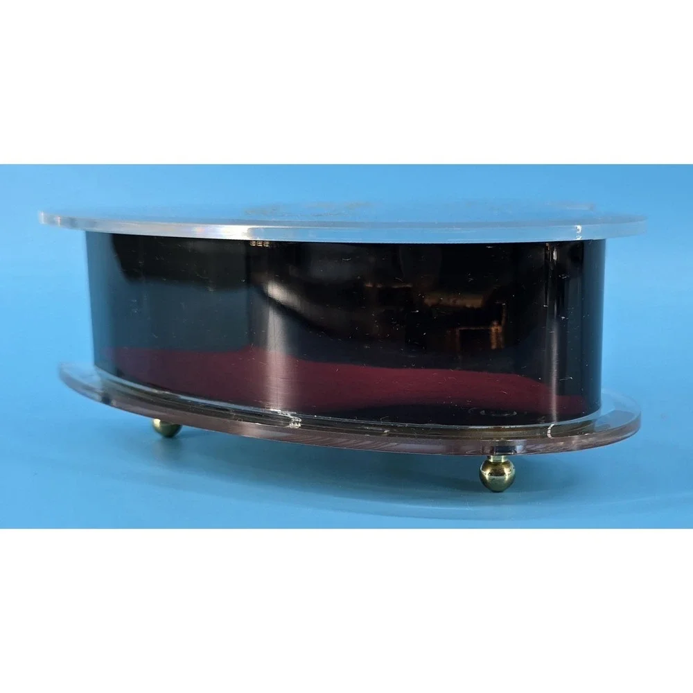 Vintage Lucite Heart Shaped Musical Jewelry Box Plays 